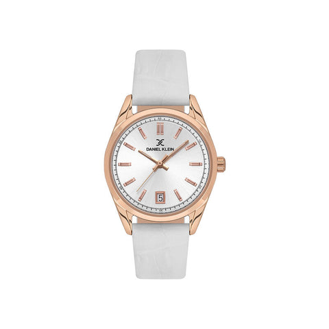 Daniel Klein Premium Women Analog Watch DK.1.13770-4 White Genuine Leather Strap