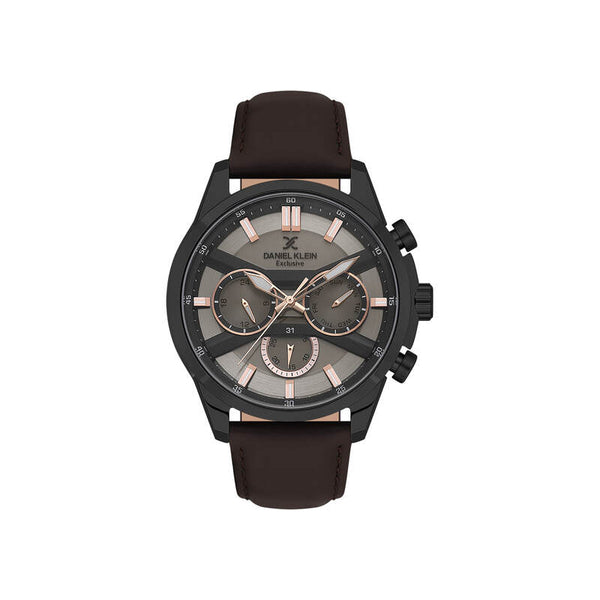 Daniel Klein Exclusive Men Chronograph Watch DK.1.13794-4 D.Brown Genuine Leather Strap