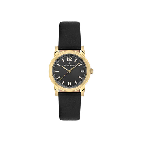 Daniel Klein Premium Women Analog Watch DK.1.13822-4 Black Genuine Leather Strap