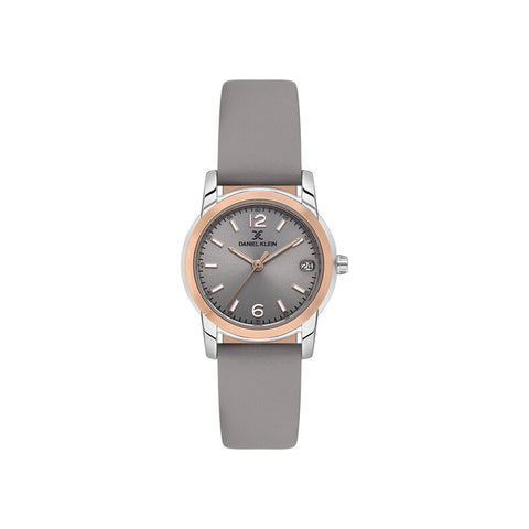 Daniel Klein Premium Women Analog Watch DK.1.13822-6 Grey Genuine Leather Strap