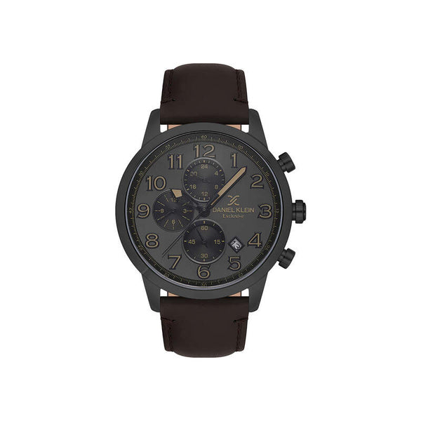 Daniel Klein Exclusive Men Chronograph Watch DK.1.13833-5 D.Brown Genuine Leather Strap