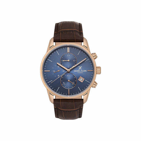 Daniel Klein Exclusive Men Chronograph Watch DK.1.13834-3 D.Brown Genuine Leather Strap