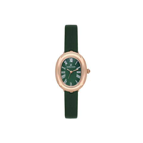 Daniel Klein Premium Women Analog Watch DK.1.13872-5 Green Genuine Leather Strap