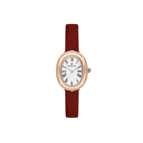 Daniel Klein Premium Women Analog Watch DK.1.13872-6 Red Genuine Leather Strap