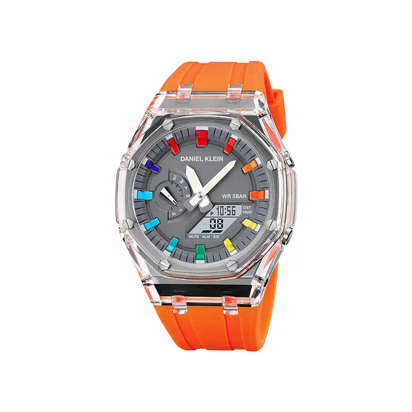 Daniel Klein Men Analog-Digital Watch DK.2100-1 Orange Silicone Strap