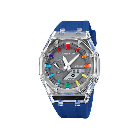 Daniel Klein Men Analog-Digital Watch DK.2100-3 Blue Silicone Strap