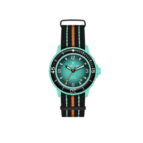 Daniel Klein Bioceramic Men Analog Watch DK.4.19730-6 Black Green Nylon Strap