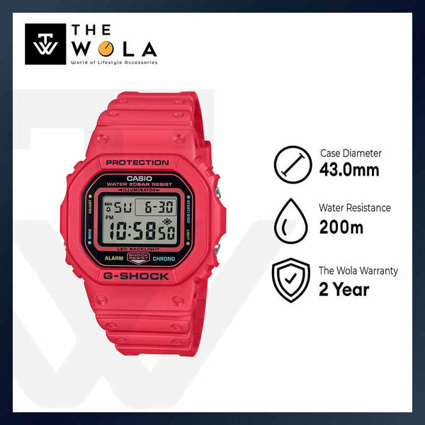 Casio G-Shock Men Digital Watch DW-5600EP-4 Red Resin Strap