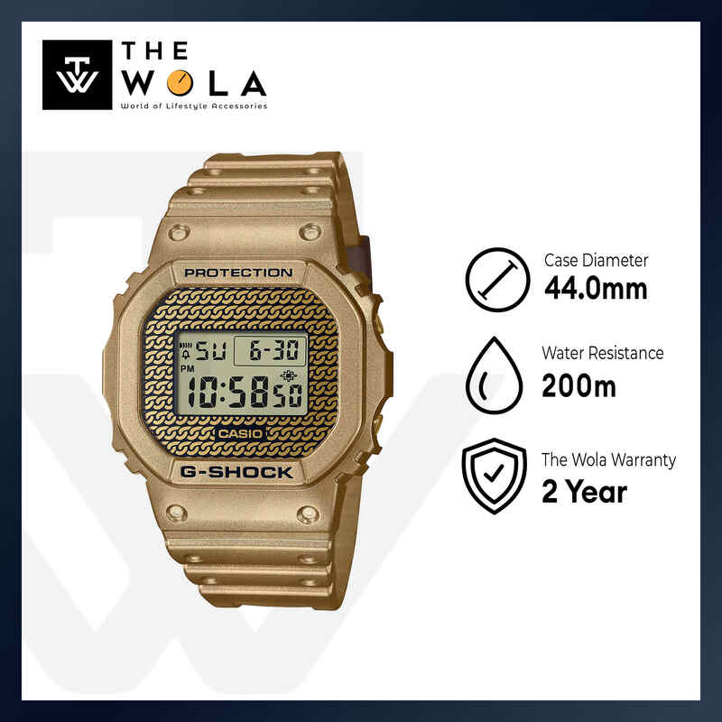 Casio G-Shock Men's Digital Watch DWE-5600HG-1 Gold Chain Series Sports Watch for mens + Additional Bands DWE5600HG DWE5600HG-1 DWE-5600HG-1ADR