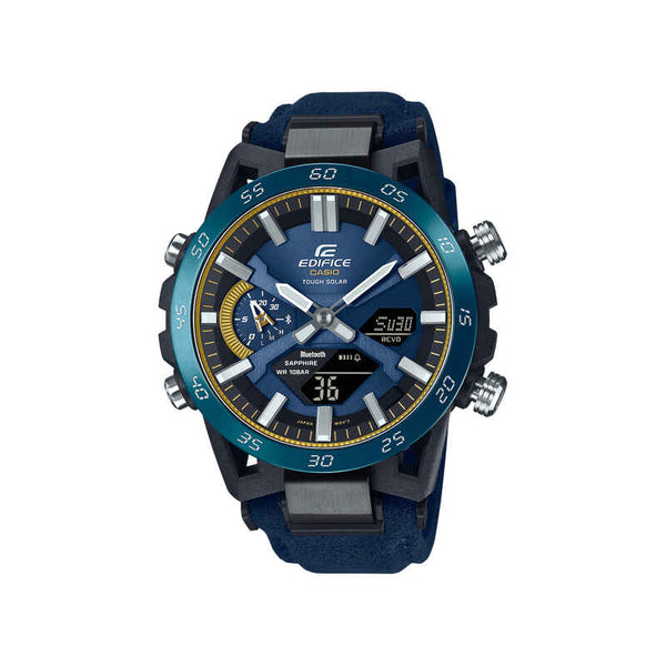 Casio Edifice 50th Anniversary Edition ECB-2000SS-2A Men Analog-Digital Watch Blue Synthetic Strap w. Bluetooth