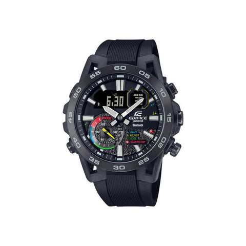 Casio Edifice Men Analog-Digital Watch w. Bluetooth ECB-40MP-1A Black Resin Strap