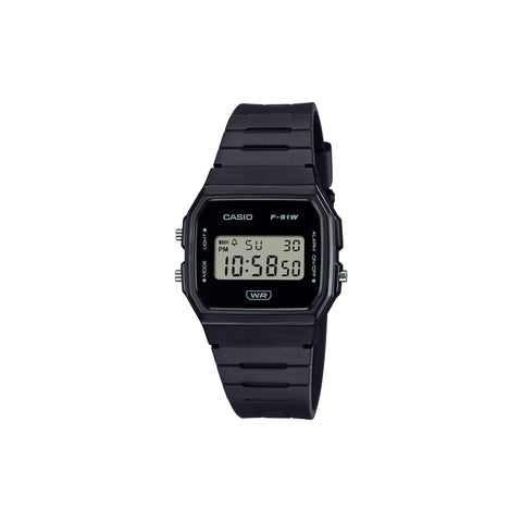 Casio Pop Series Men Digital Watch F-91WB-1A Black Resin Strap