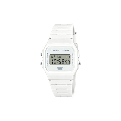 Casio Pop Series Men Digital Watch F-91WB-7A White Resin Strap