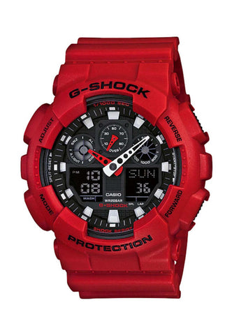 Casio G-Shock Men Analog-Digital Watch GA-100B-4A Red Resin Strap