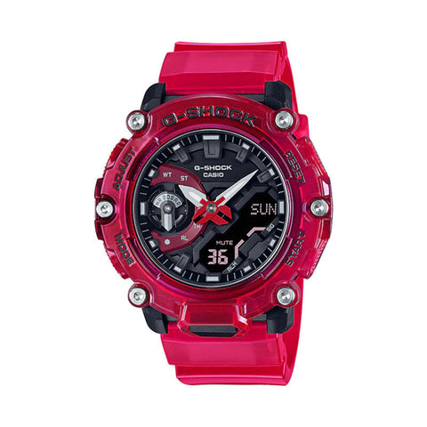 Casio G-Shock GA-2200SKL-4A Red Skeleton Design Carbon Core Guard Resin Watch GA-2200