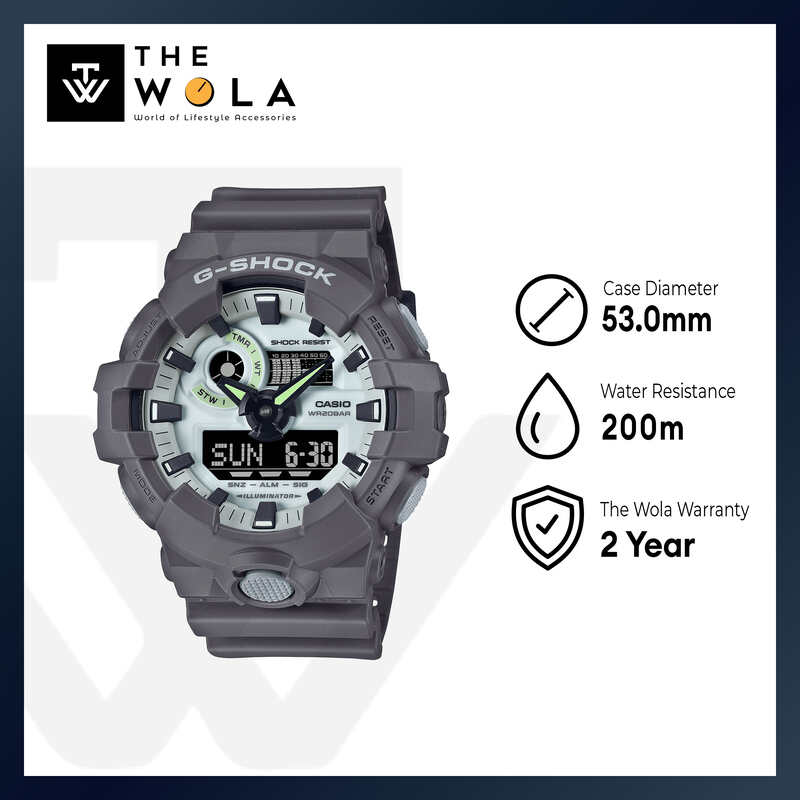 Casio G-Shock Men Analog-Digital Sport Watch GA-700HD-8A Grey Resin Strap