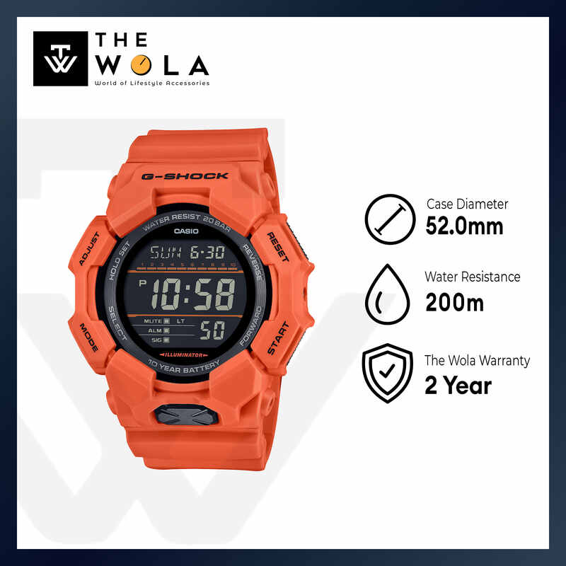 Casio G-Shock Men Digital Watch GD-010-4 Orange Resin Strap