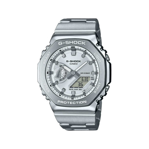 Casio G-Shock GM-2110D-7A Men Analog-Digital Watch Silver Resin Strap