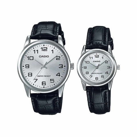 Casio Couple Analog Watch MTP/LTP-V001L-7B Black Leather Strap