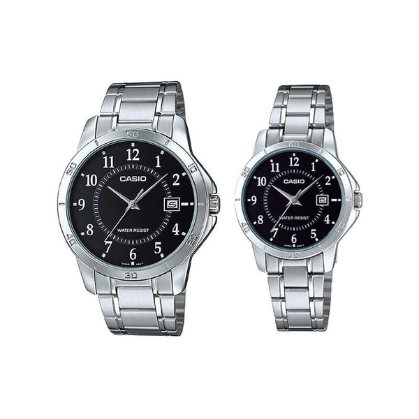 Casio Couple Analog Watch MTP/LTP-V004D-1B Silver Stainless Steel Strap