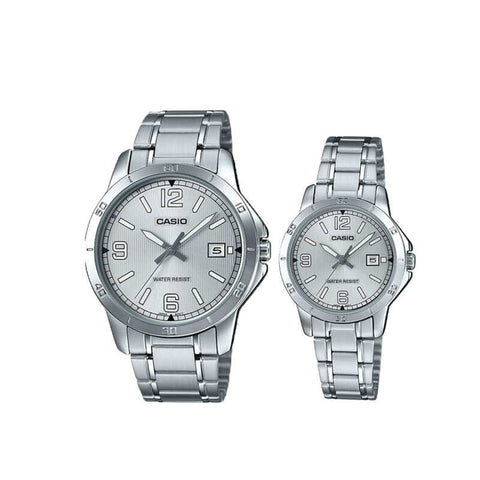 Casio Couple Analog Watch MTP/LTP-V004D-7B2 Silver Stainless Steel Strap