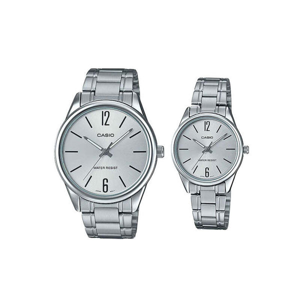 Casio Couple Analog Watch MTP/LTP-V005D-7B Silver Stainless Steel Strap