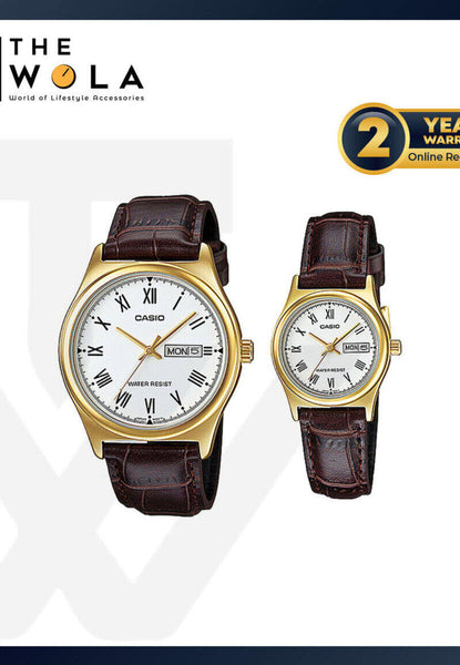 Casio Couple Analog Watch MTP/LTP-V006GL-7B Brown Leather Strap