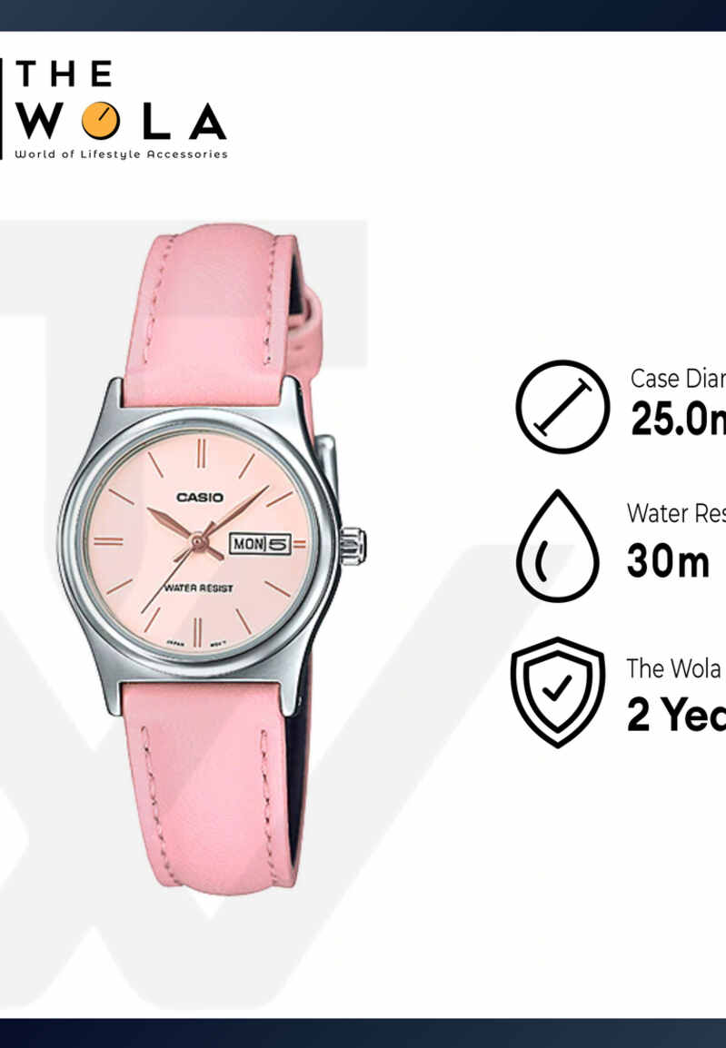 Casio Women Analog Watch LTP-V006L-4B Pink Leather Strap