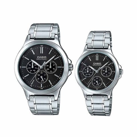 Casio Couple Chronograph Watch MTP/LTP-V300D-1A Silver Stainless Steel Strap