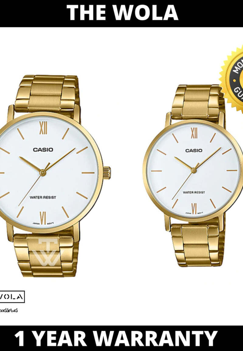 Casio Couple Analog Watch MTP/LTP-VT01G-7B Gold Stainless Steel Strap