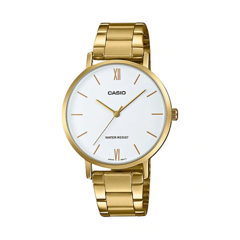 Casio Women's Analog Watch LTP-VT01G-7B Gold Stainless Steel Band Watch for ladies