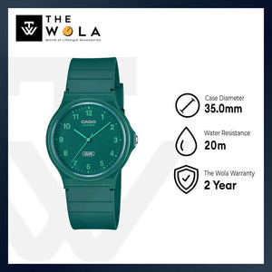 Casio Pop Series Men Analog Watch MQ-24B-3B Green Resin Strap