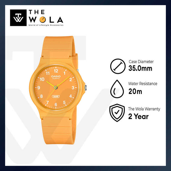 Casio Pop Series Men Analog Watch MQ-24B-9B Orange Resin Strap