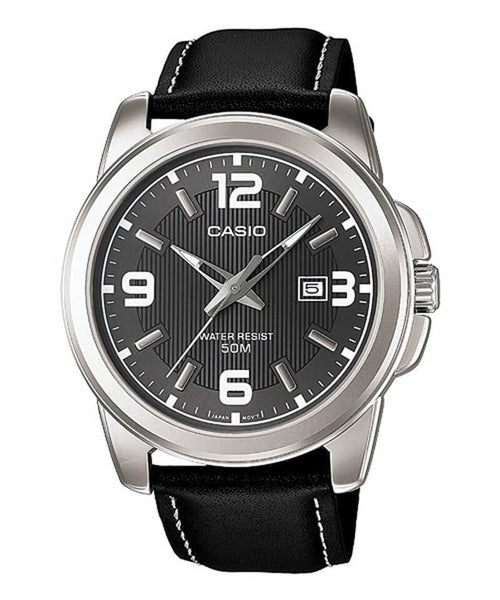 Casio Men Analog Watch MTP-1314L-8A Black Leather Strap