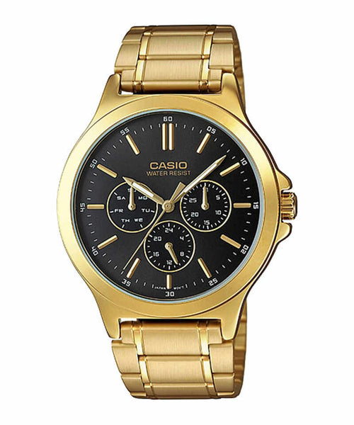 Casio Men Chronograph Watch MTP-V300G-1A Gold Stainless Steel Strap