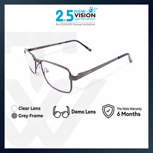 2.5 NVG OPH Men's Rectangle Frame Grey Metal Optical Frame with Demo Lens OPH10203