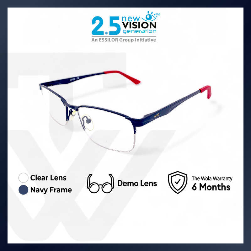 2.5 NVG OPH Men's Rectangle Frame Navy Metal Optical Frame with Demo Lens OPHSC1540210