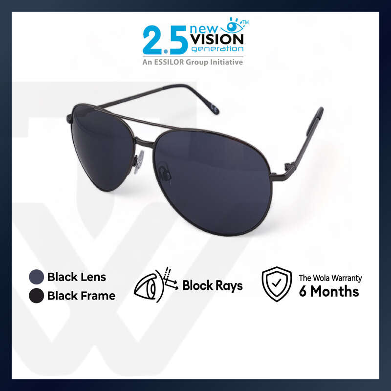 2.5 NVG Men's Aviator Frame Black Metal UV Protection Sunglasses SCM003