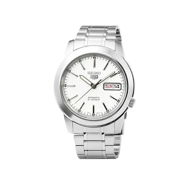 Seiko 5 21 Jewels Men Automatic Watch SNKE49J Silver Stainless Steel Strap