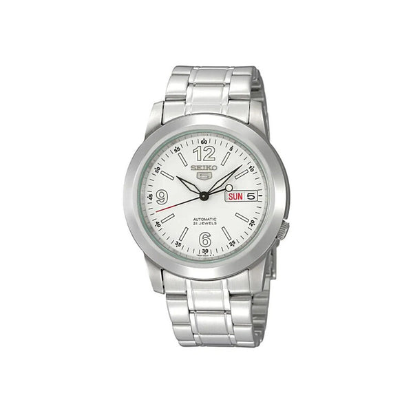 Seiko 5 21 Jewels Men Automatic Watch SNKE57J Silver Stainless Steel Strap