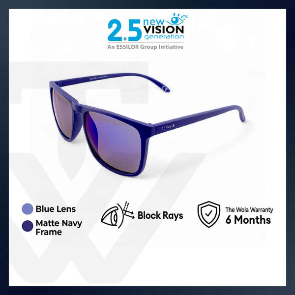 2.5 NVG Men's Rectangle Frame Navy Plastic UV Protection Sunglasses SUN10705