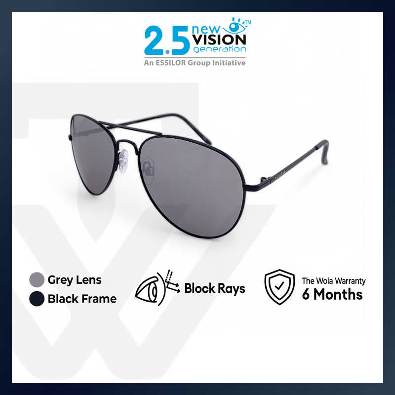 2.5 NVG Men's Aviator Frame Black Metal UV Protection Sunglasses SUN10802