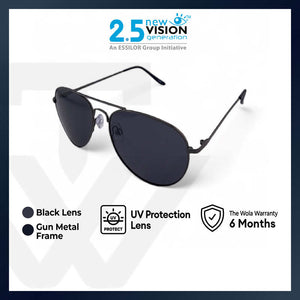 2.5 NVG Men's Aviator Frame Black Plastic UV Protection and Polarized Sunglasses SUN10803Pol