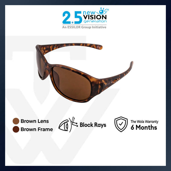 2.5 NVG by Essilor Unisex's Rectangle Frame Brown Plastic UV Protection Sunglasses SUN30301