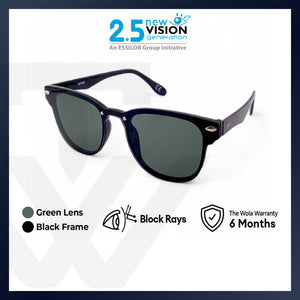 2.5 NVG Unisex's Rectangle Frame Black Plastic UV Protection Sunglasses SUNSC3560213