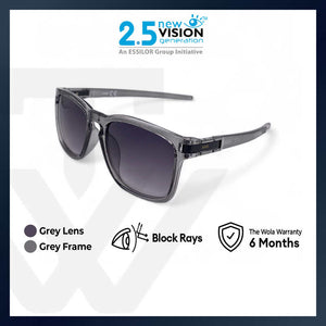 2.5 NVG Unisex's Rectangle Frame Grey Plastic UV Protection Sunglasses SUNSC36006