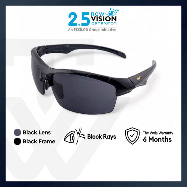 2.5 NVG Unisex's Rectangle Frame Black Plastic UV Protection Sunglasses SUNSC3620202