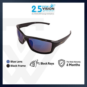 2.5 NVG by Essilor Unisex's Rectangle Frame Black Plastic UV Protection Sunglasses