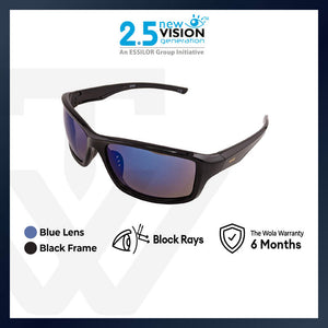 2.5 NVG by Essilor Unisex's Rectangle Frame Black Plastic UV Protection Sunglasses SUNSC3640205