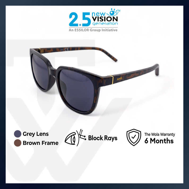 2.5 NVG Unisex's Rectangle Frame Brown Plastic UV Protection Sunglasses SUNSC36906